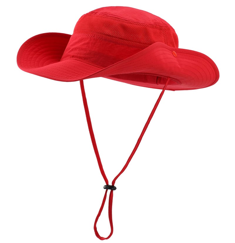 Connectyle Outdoor Mesh Sun Hat Wide Brim Sun Protection Hat Summer Fishing Hunting Hiking Gardenig Hat Red - Image 2